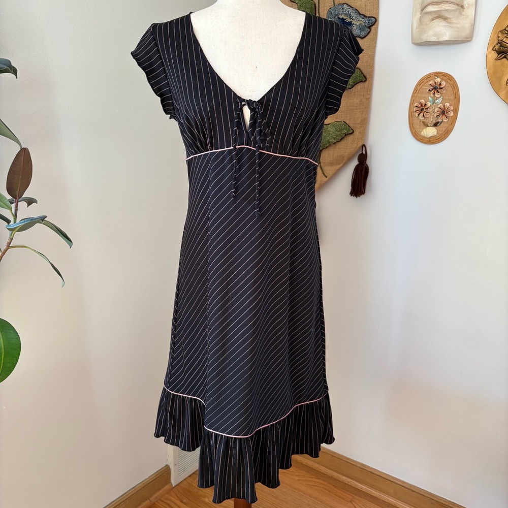 City Triangles Black and Pink Pinstripe Dress